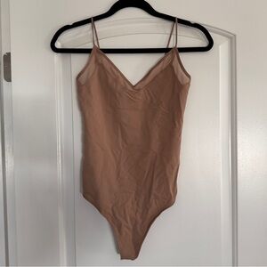 ABERCROMBIE Mesh Trim Bodysuit - Taupe